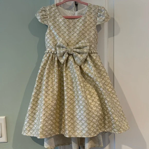 A Gold and Cream Colored Toddler Dress | Color: Cream/Gold | Size: 3tg | Lilswtjenn126'S Closet